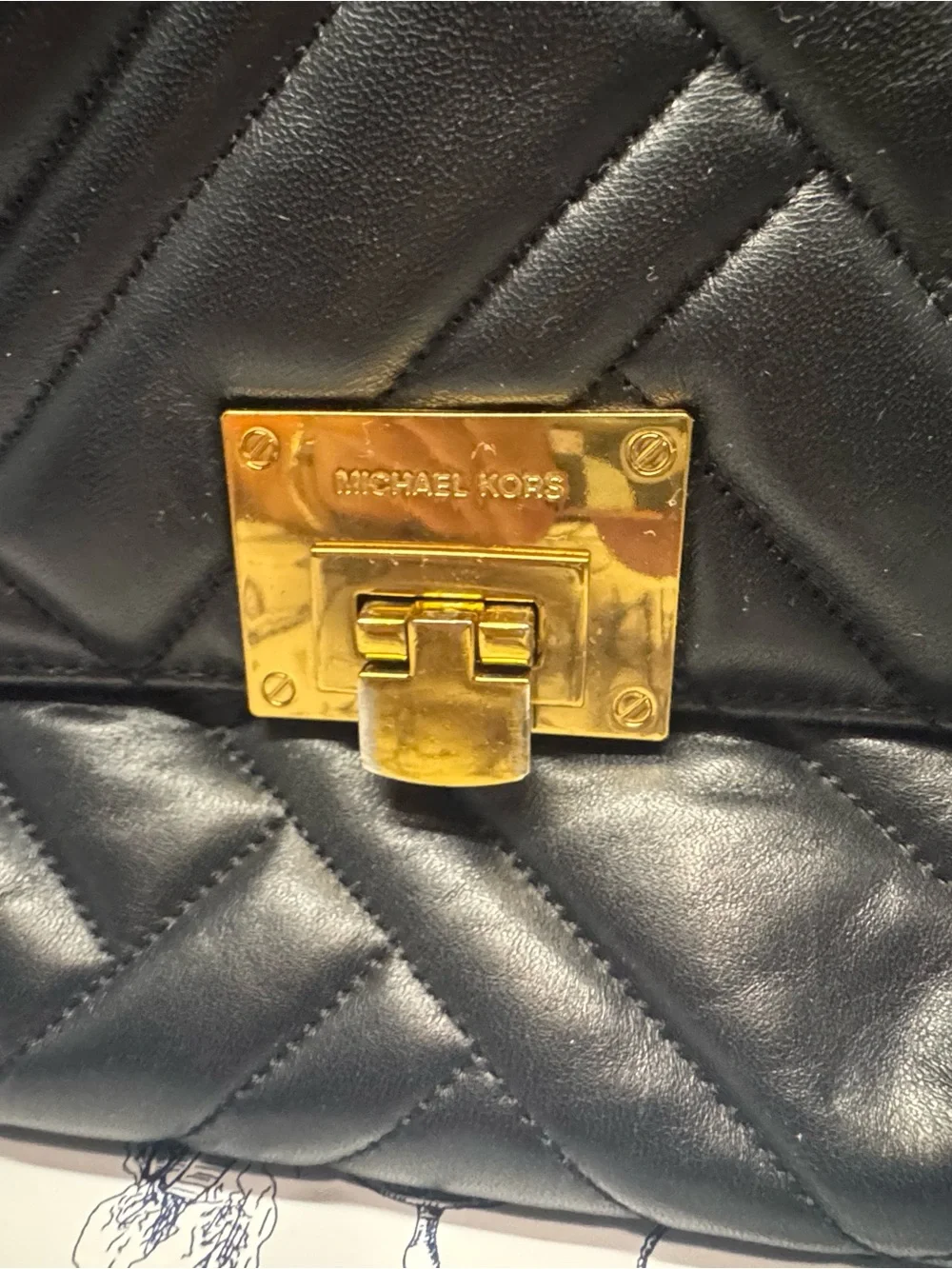 Michael Kors Quilted Black Leather Satchel with Gold Hardware